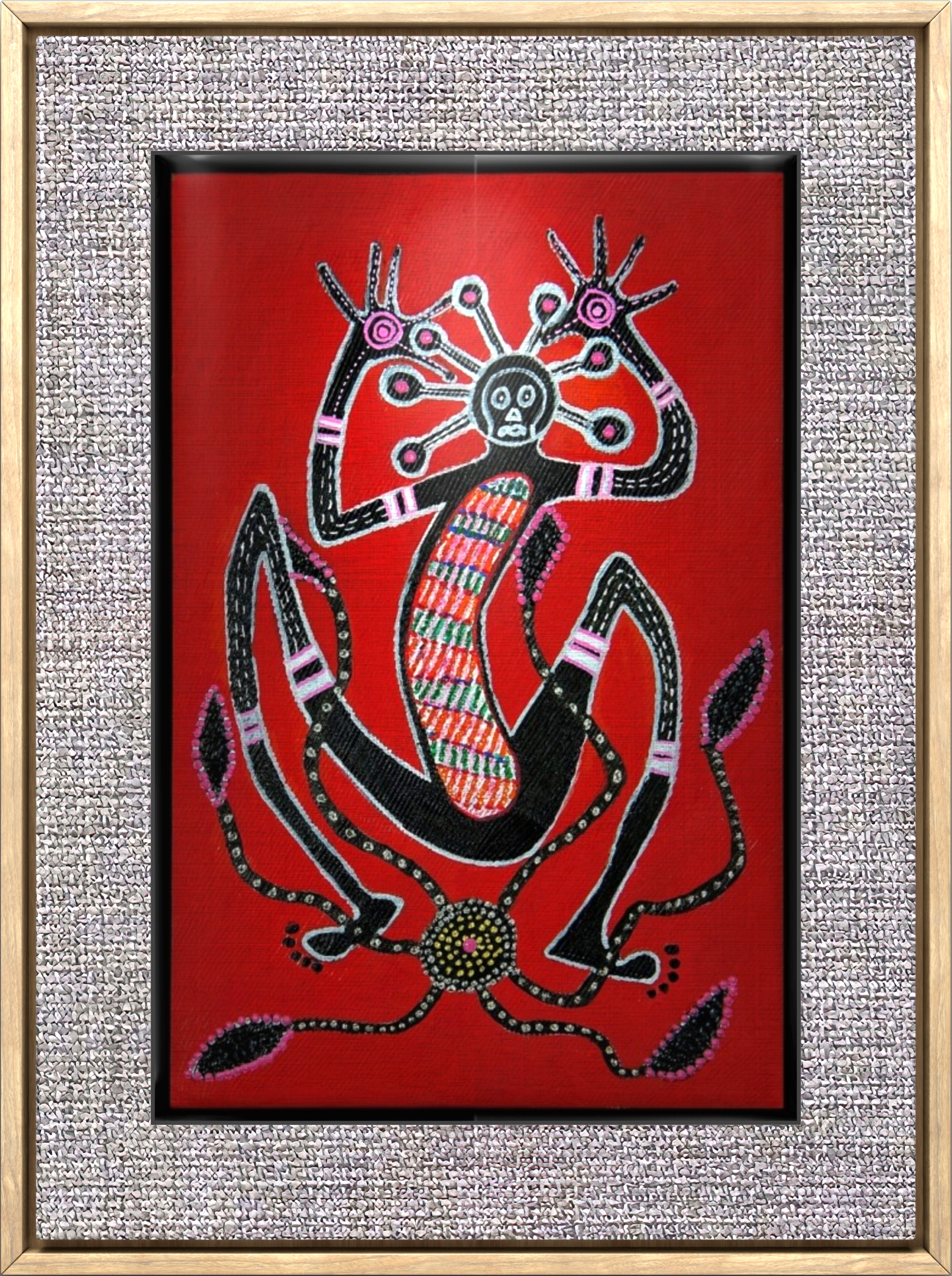 Aborjin Folk Tablo El Yapımı Ahşap Üzerine Akrilik Duvar Dekoru