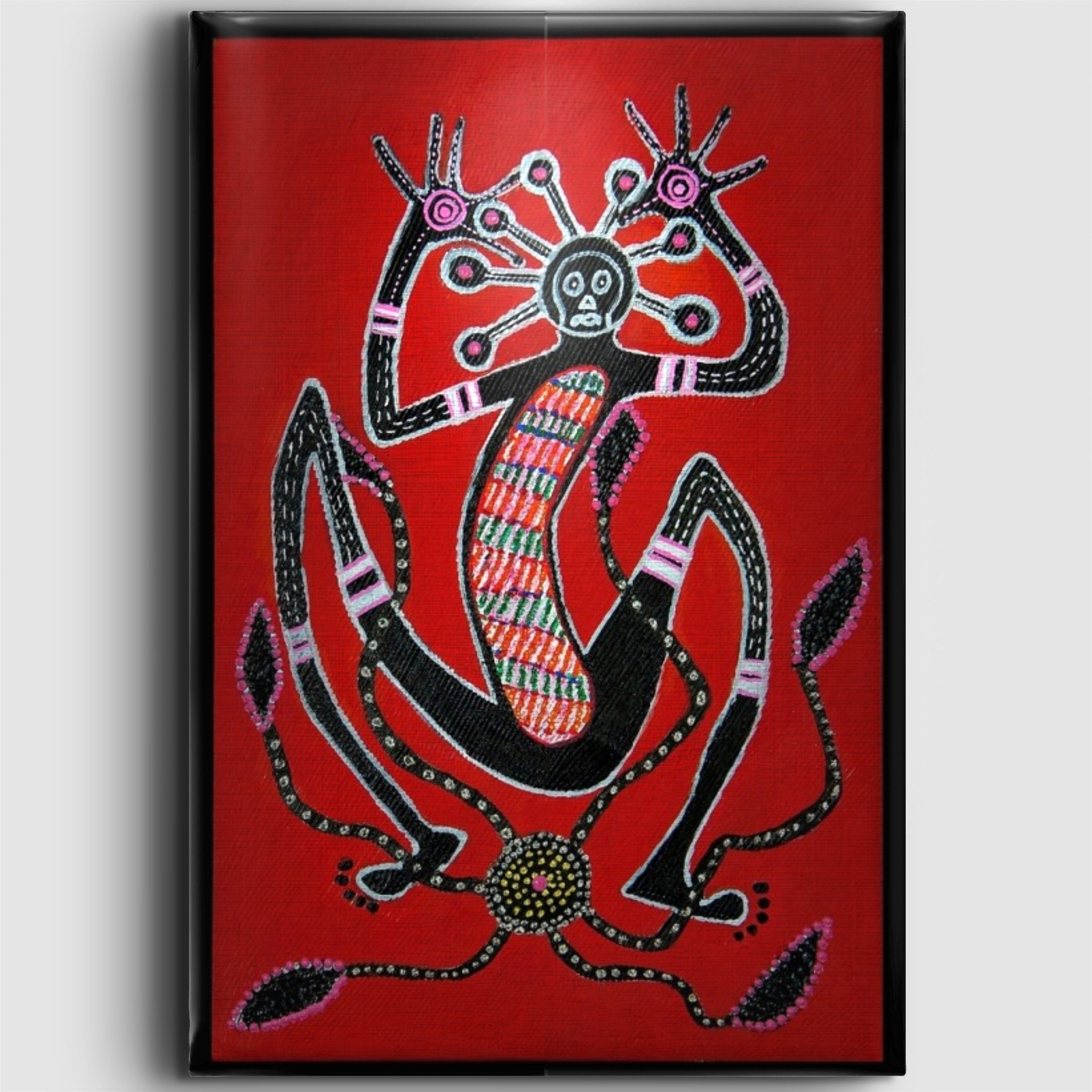 Aborjin Folk Tablo El Yapımı Ahşap Üzerine Akrilik Duvar Dekoru