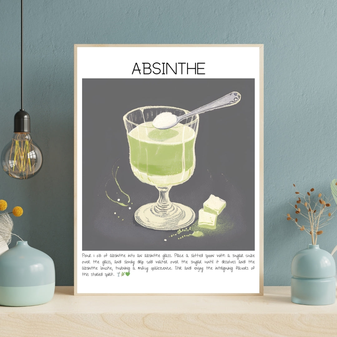 Absinthe Cocktail Art Print Tasarım Poster-Tablo-Muff Atelier-21x30cm-NowShopFun