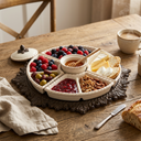 Acanthus Lazy Susan Krem Rengi Seramik Sunum Seti