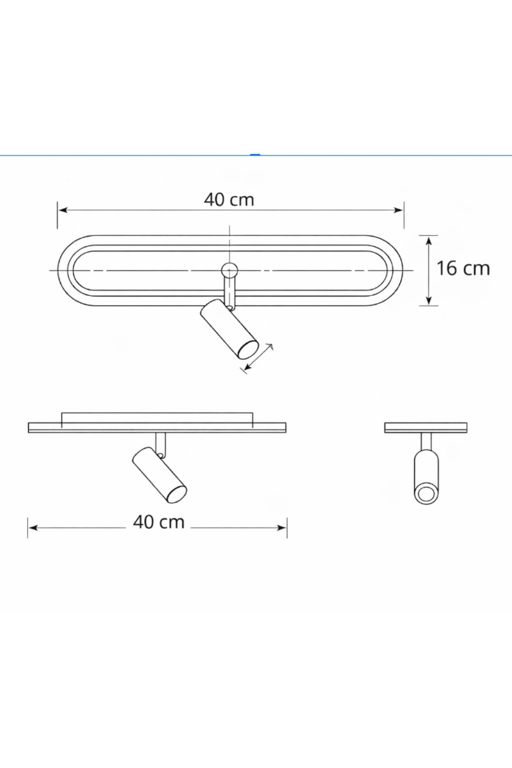 Led Avize Plafonyer Oval Spotlu 40*16cm