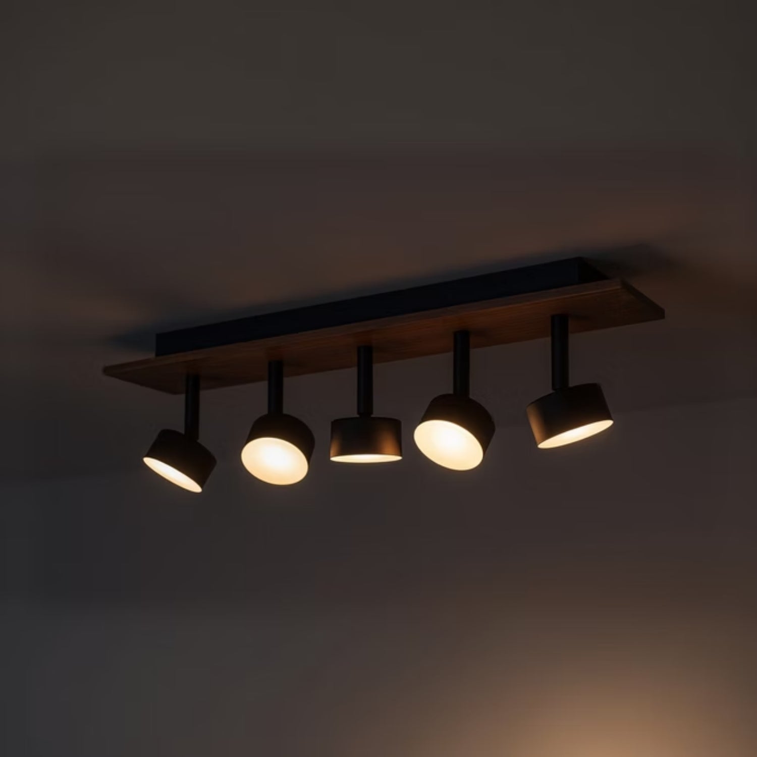 Plafonyer Spotlu Ahşap Led Avize 45x10 Cm