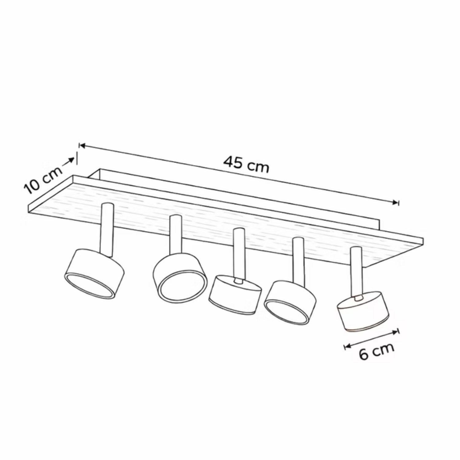Plafonyer Spotlu Ahşap Led Avize 45x10 Cm