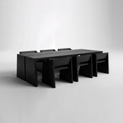 Agee Bahçe Yemek Masası Takımı - Masif Meşe Yakisugi El İşçiliği-Bahçe Mobilyası-Atolye Do-4 sandalyeli (200cm)-NowShopFun