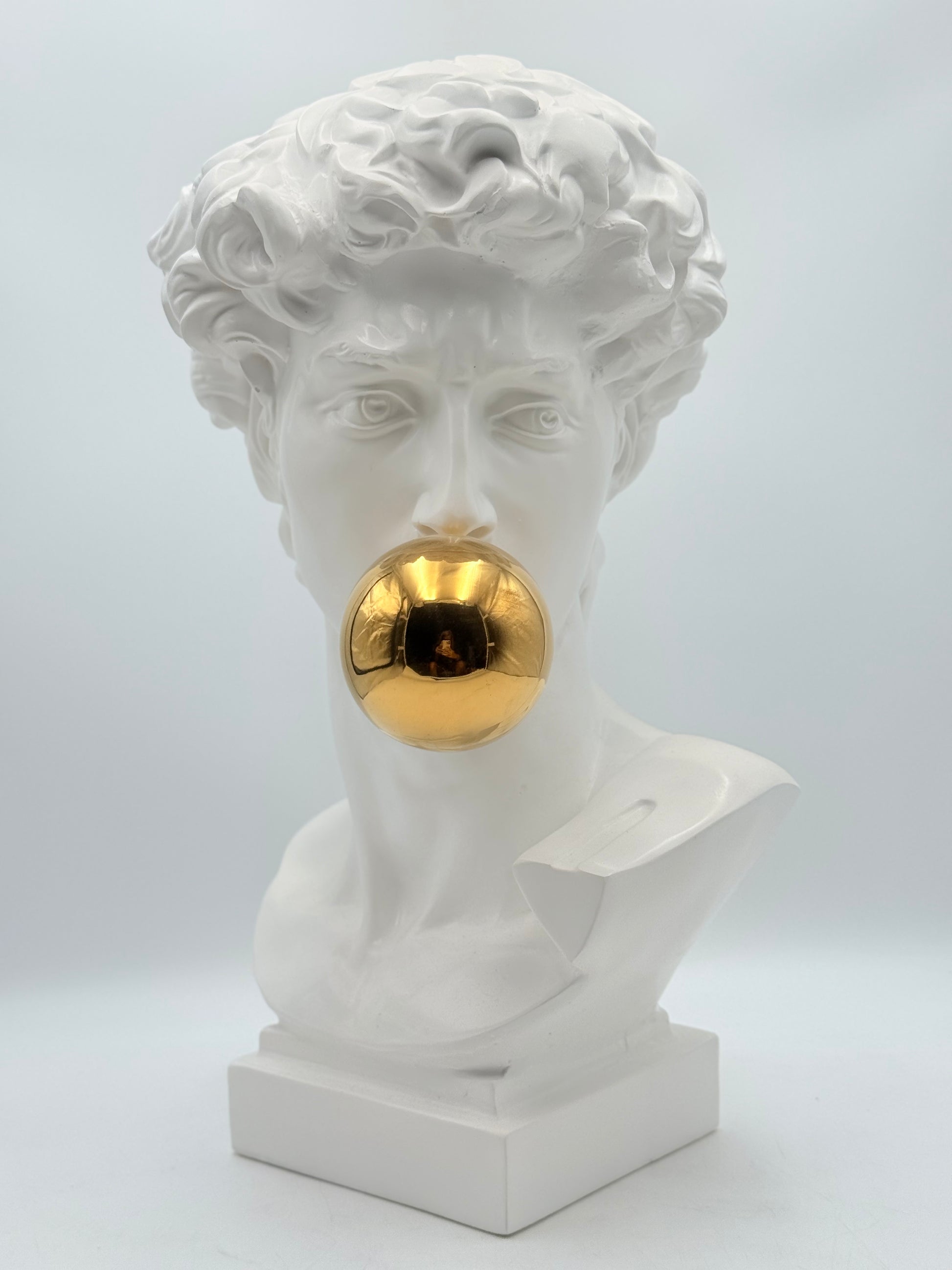 Ağzında Altın Top Detaylı David Heykeli