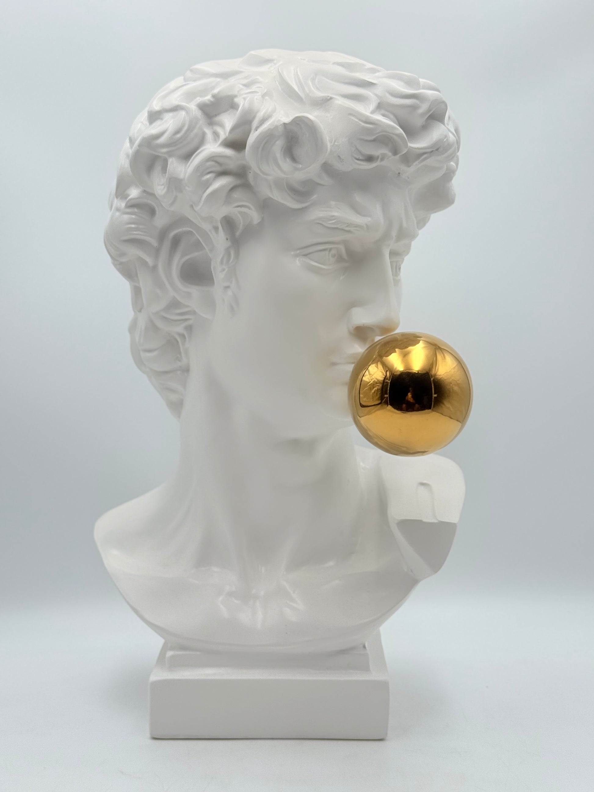 Ağzında Altın Top Detaylı David Heykeli