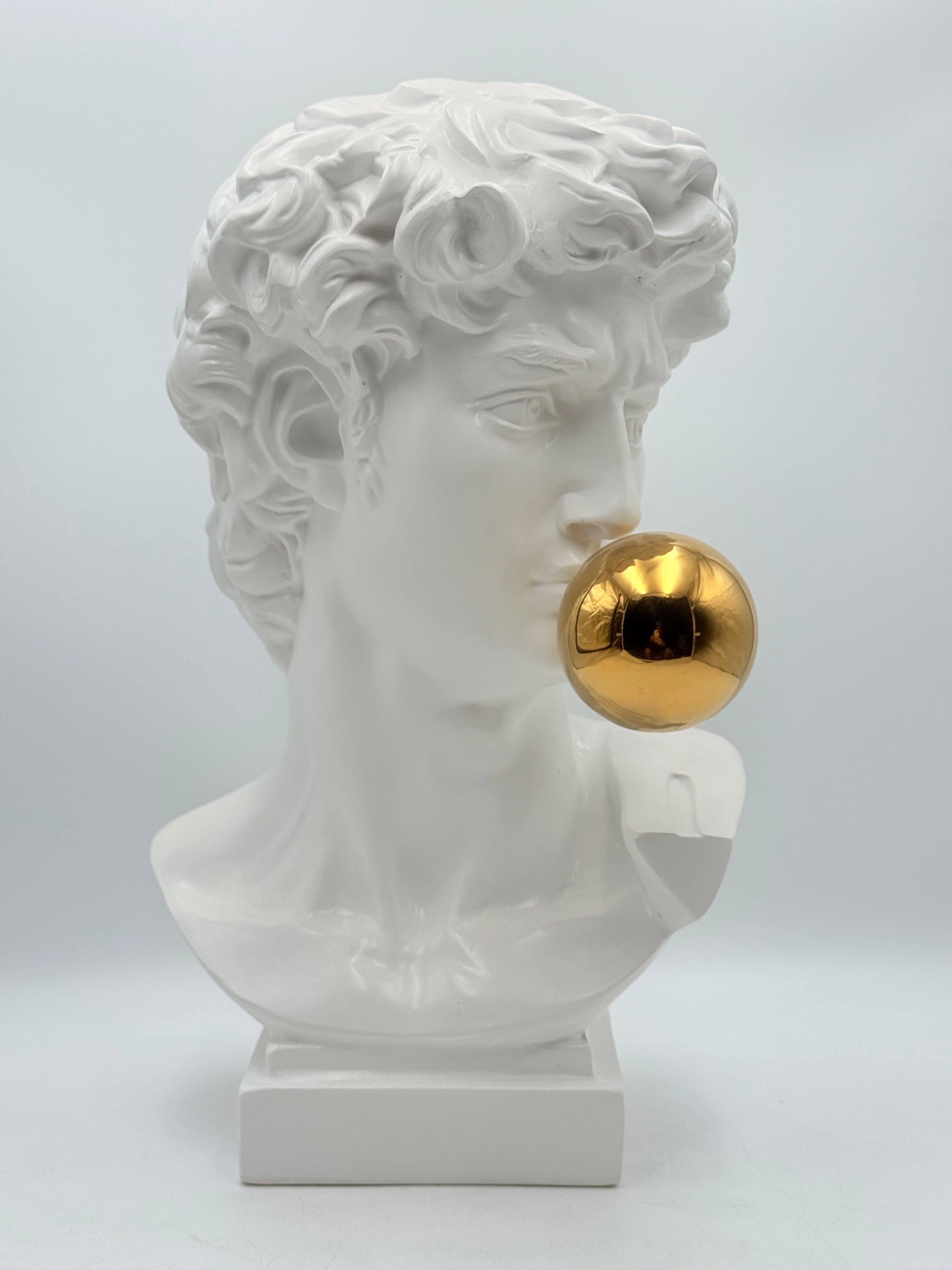 Ağzında Altın Top Detaylı David Heykeli