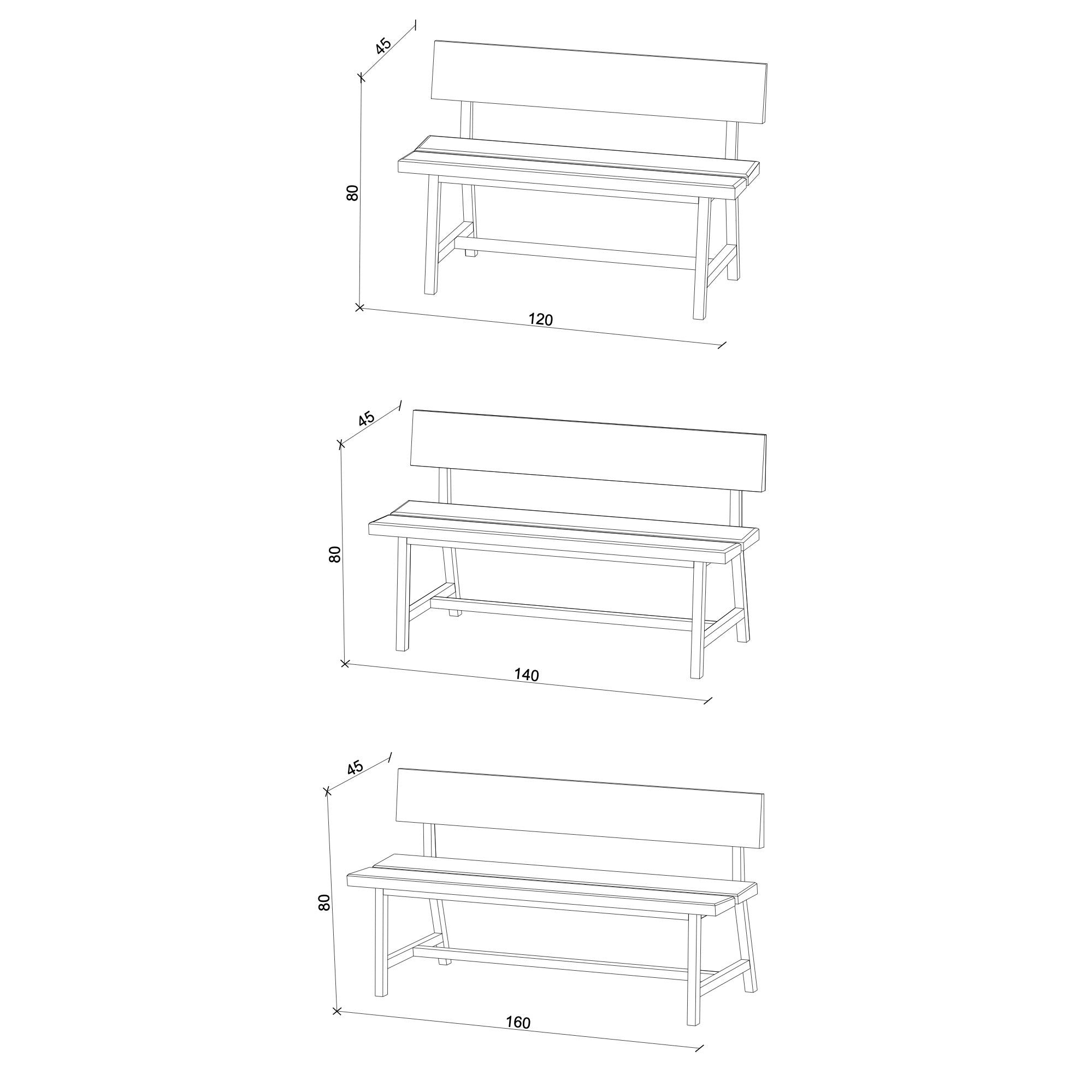 Pi Bank Solid Oak with Backrest