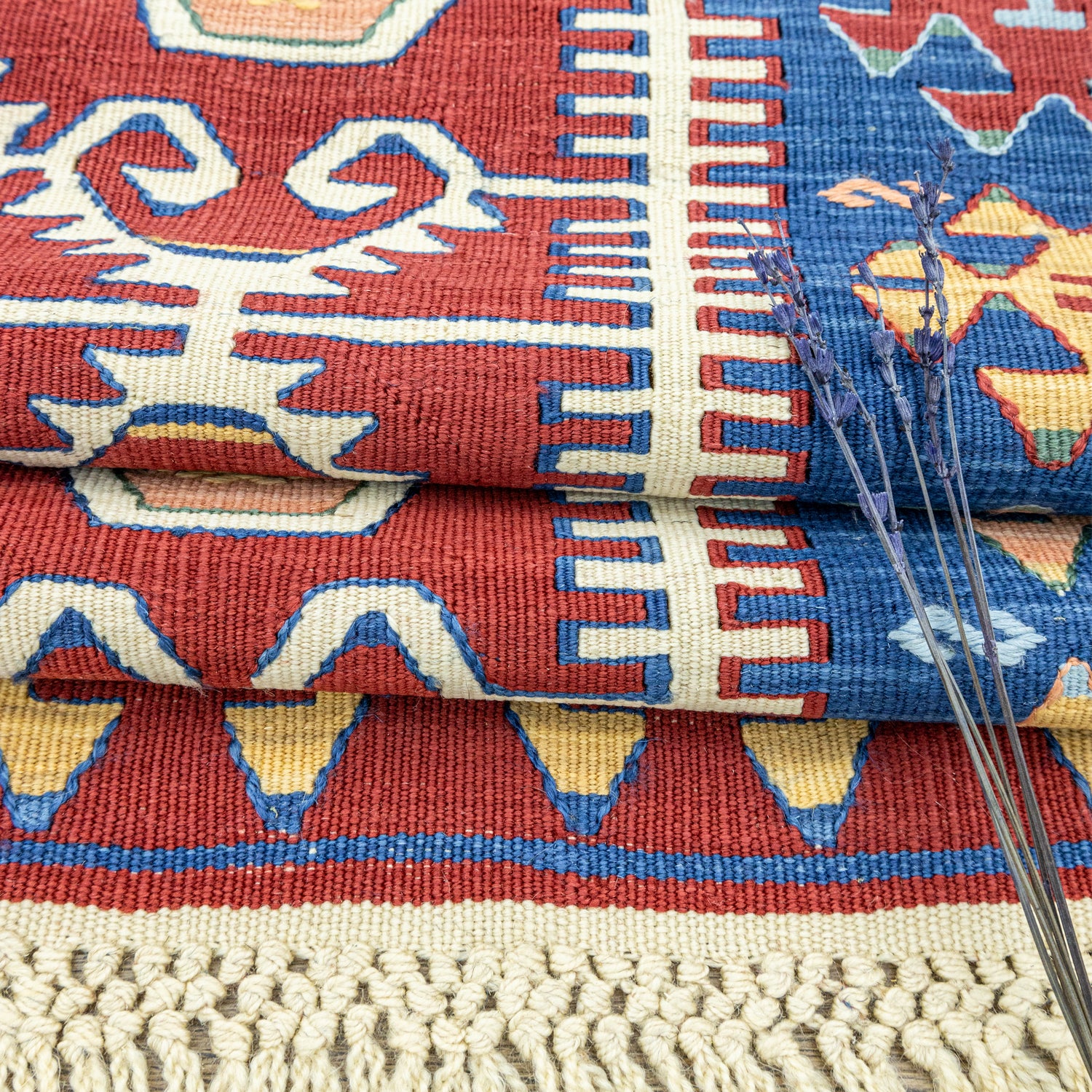Ahil El Dokuma Kırmızı Yün Kilim 209x297 cm