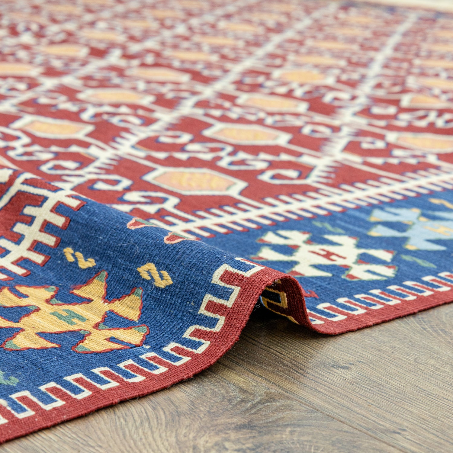 Ahil El Dokuma Kırmızı Yün Kilim 209x297 cm