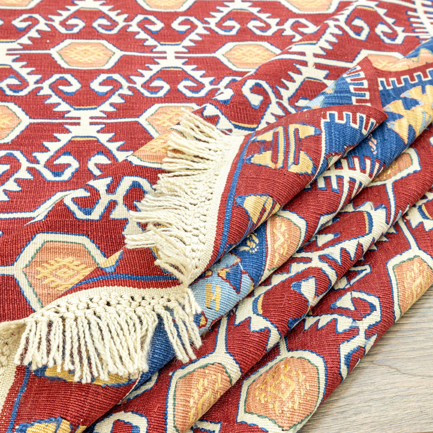 Ahil El Dokuma Kırmızı Yün Kilim 209x297 cm
