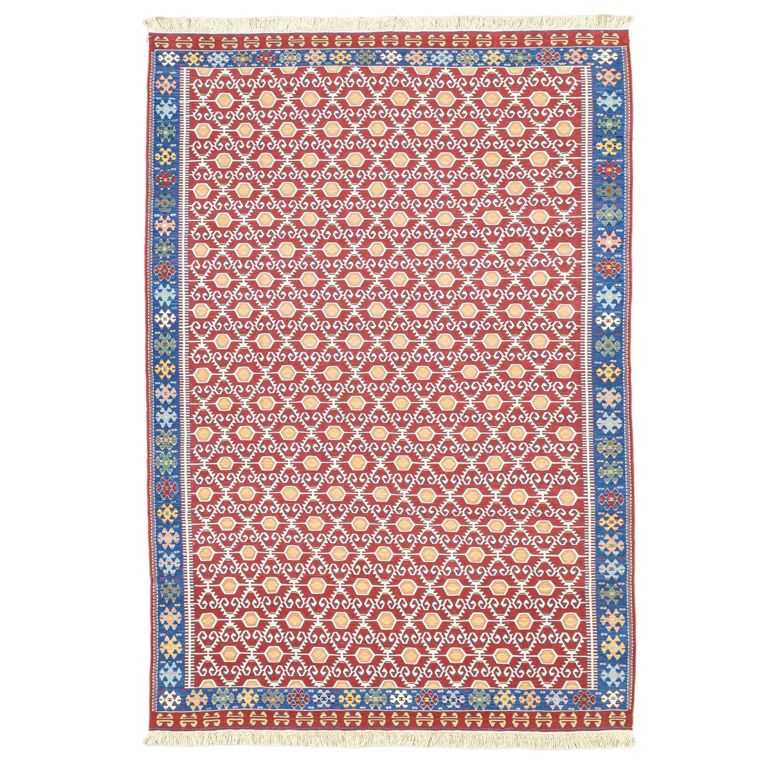 Ahil El Dokuma Kırmızı Yün Kilim 209x297 cm