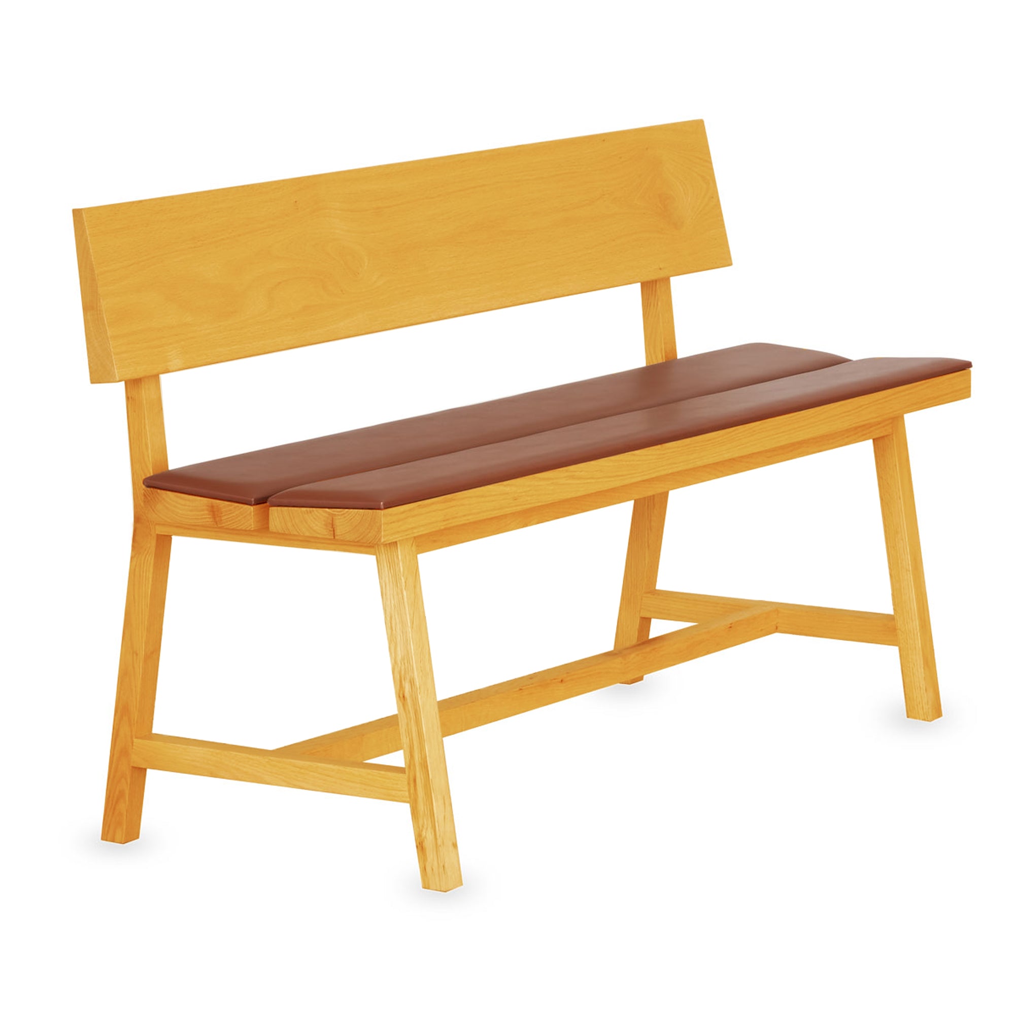 Pi Oak Backrest, Upholstered Bench Beige