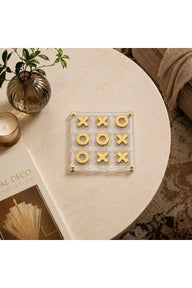 Akrilik Pirinç Detaylı Dekoratif Tic Tac Toe Oyun Seti-Oyun-Memonza-NowShopFun