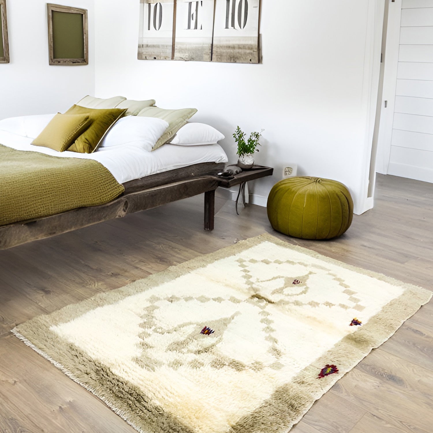 Aksel Rustik Desenli El Dokuma Shaggy Halı 107X161 Cm