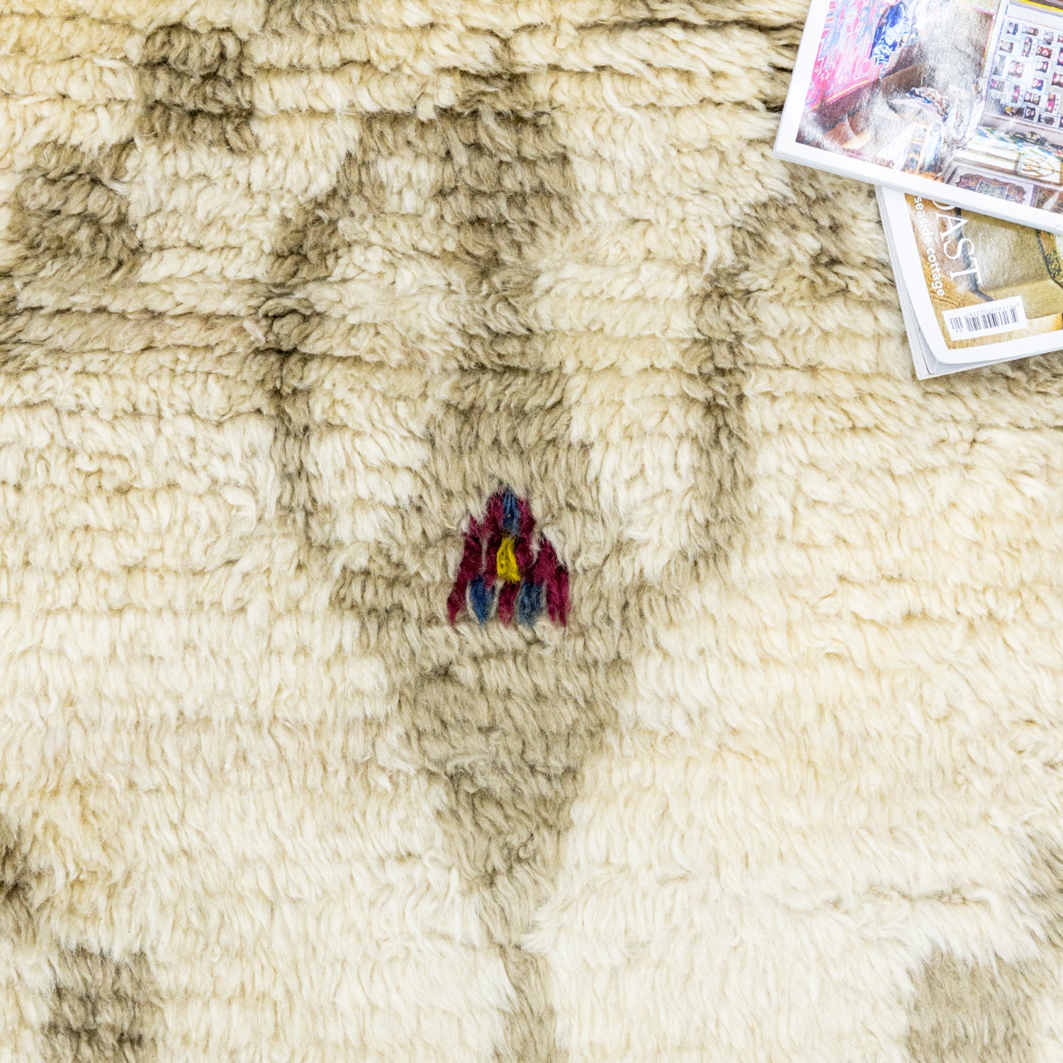 Aksel Rustik Desenli El Dokuma Shaggy Halı 107X161 Cm