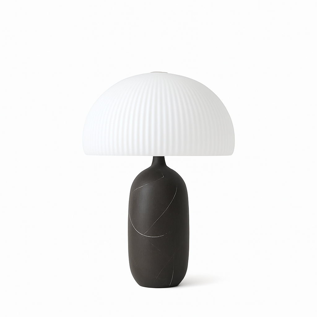 Alba Mermer Masa Lambası - Beyaz-Masa Lambası-Atolye Store-Siyah-NowShopFun