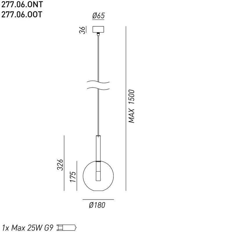 Alchimia Sfera Sarkit 1l Natural Gold Şeffaf Ø18x32 Cm G9 Led 1x5w