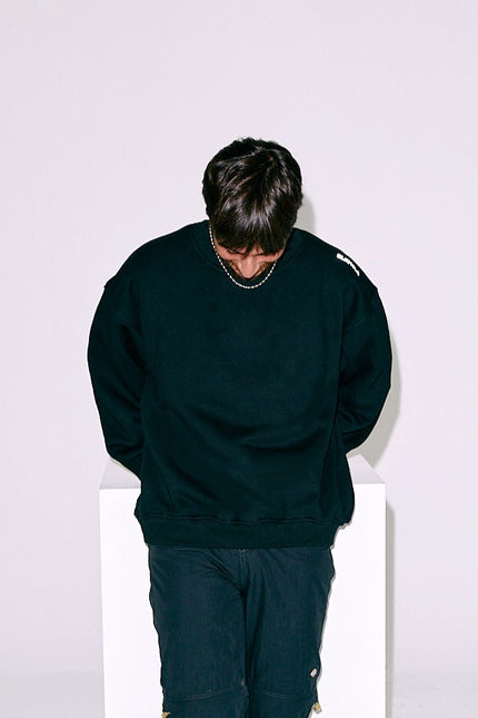 Basic Siyah Oversize Sweatshirt