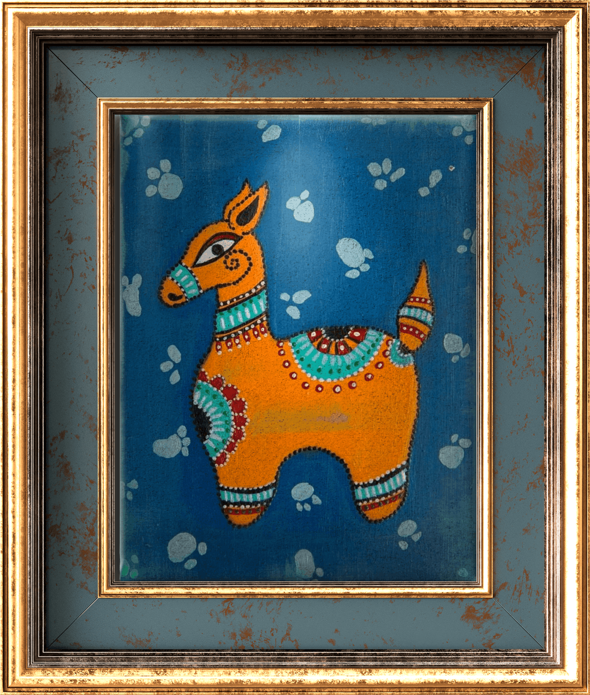 Alpaka Tablo El Yapımı Ahşap Üzerine Akrilik Duvar Dekoru