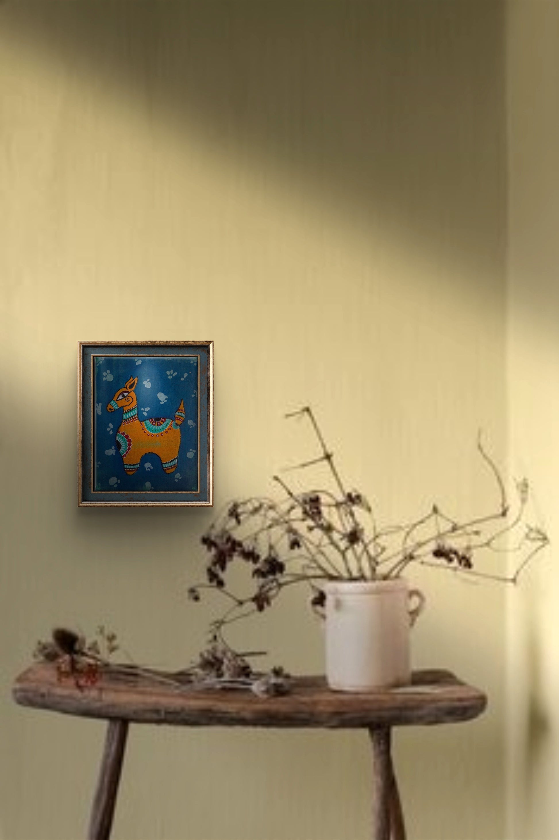 Alpaka Tablo El Yapımı Ahşap Üzerine Akrilik Duvar Dekoru