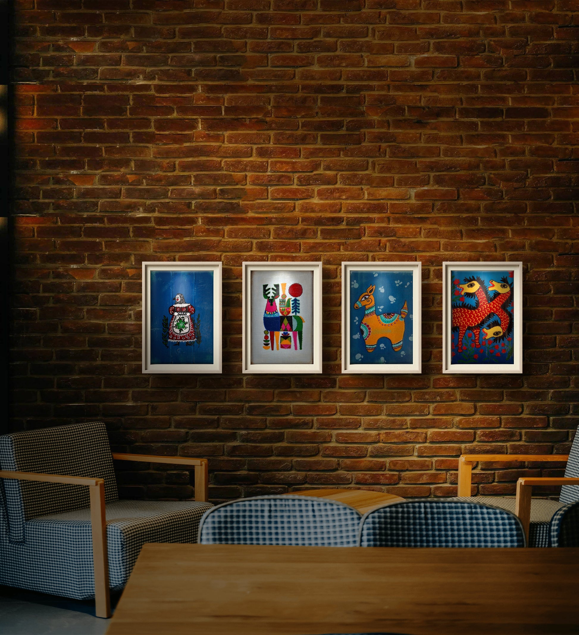 Alpaka Tablo El Yapımı Ahşap Üzerine Akrilik Duvar Dekoru