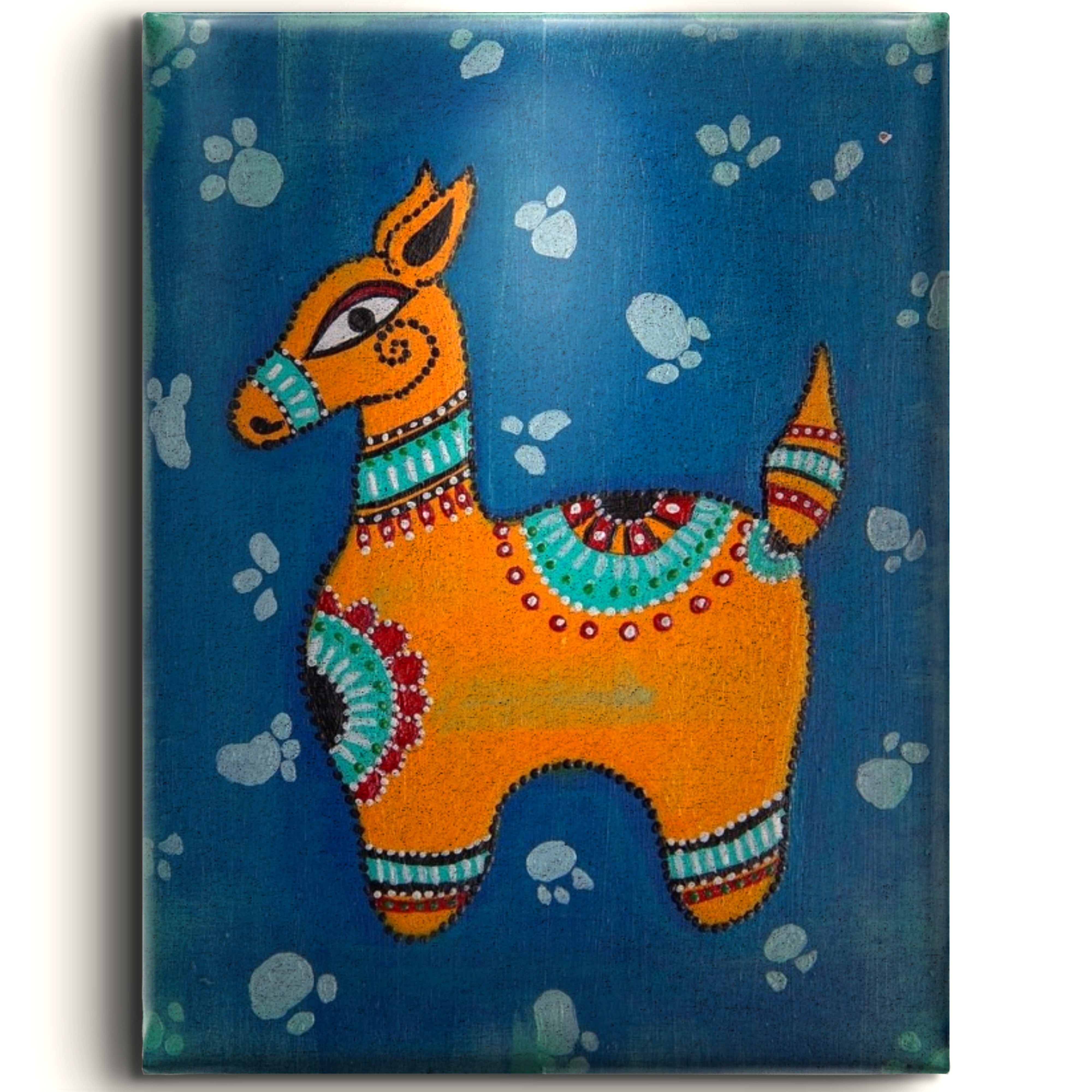 Alpaka Tablo El Yapımı Ahşap Üzerine Akrilik Duvar Dekoru