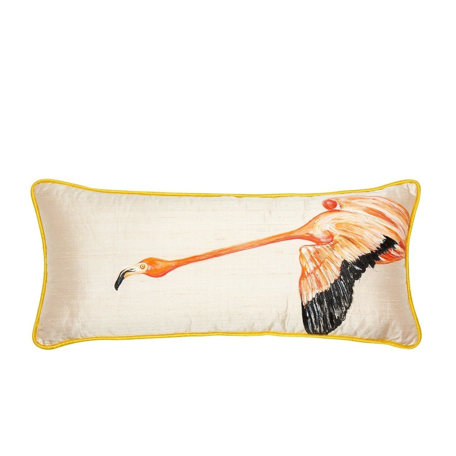 Flamingo İpek Şantuk Üzerine El Boyaması 2'Li Kırlent Takımı