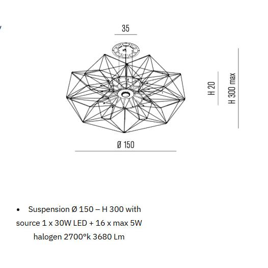 Altatensione Sarkit 1l Krom Ø150x300 Cm Led 1x30w