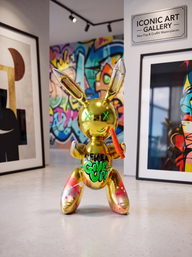 Altın Krom Balon Tavşan Heykeli | Never Give Up Graffiti Pop Art-Heykel-And Iconic Art Store-NowShopFun