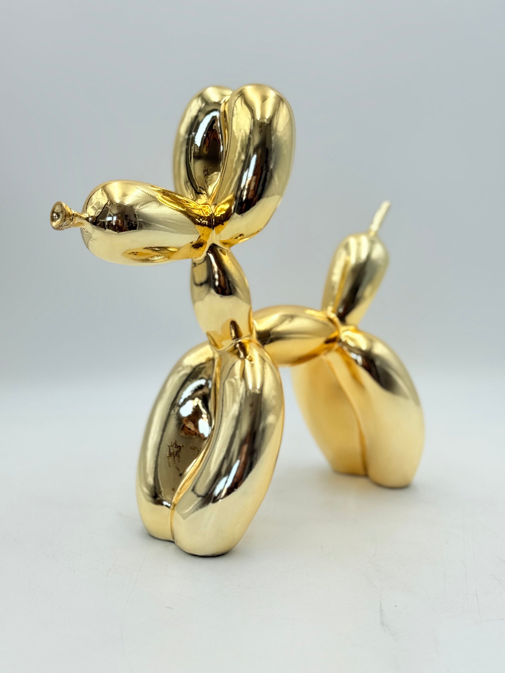 Altın Sarısı Krom Balon Köpek Heykeli – İkili Set