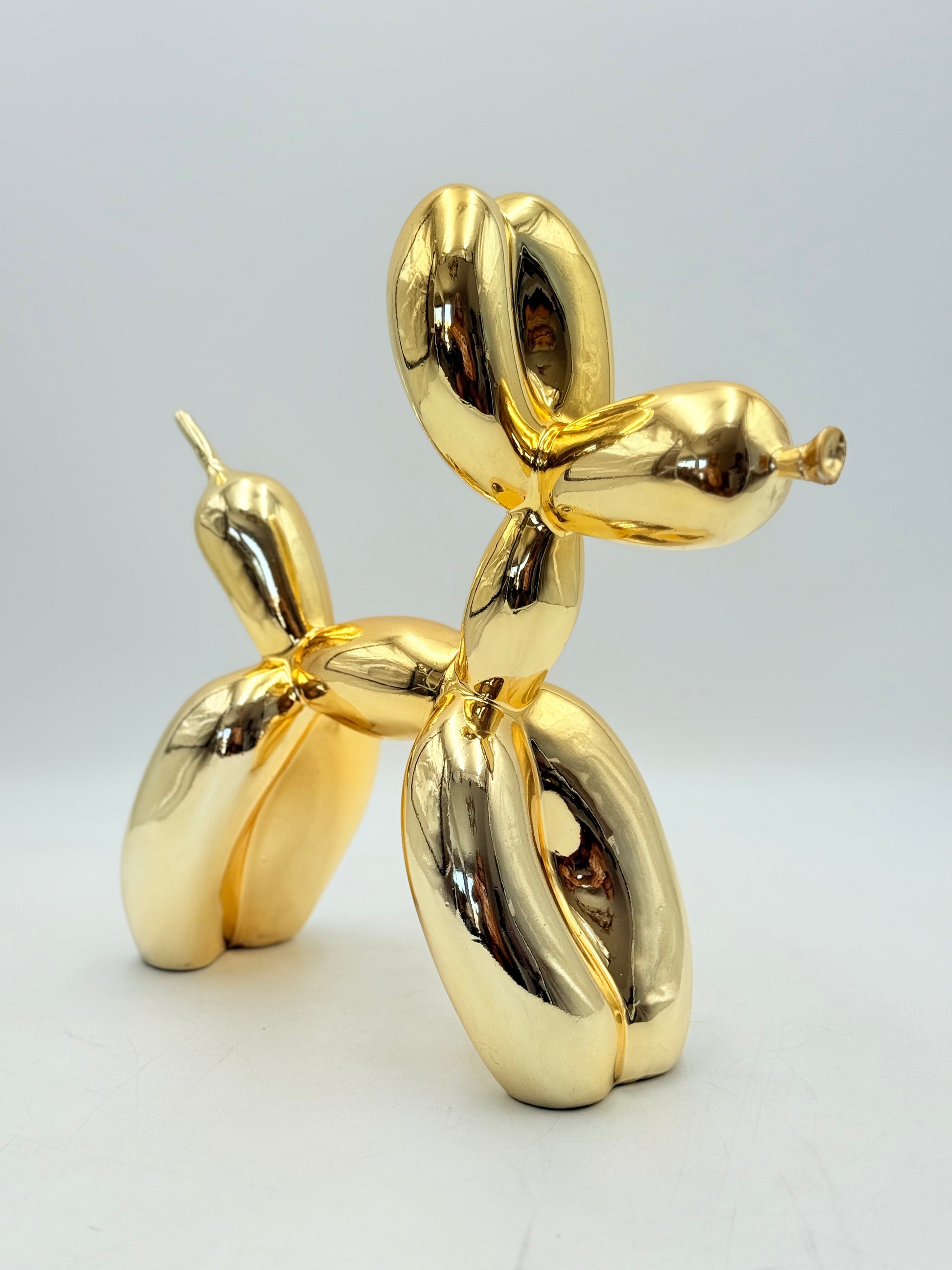 Altın Sarısı Krom Balon Köpek Heykeli – İkili Set