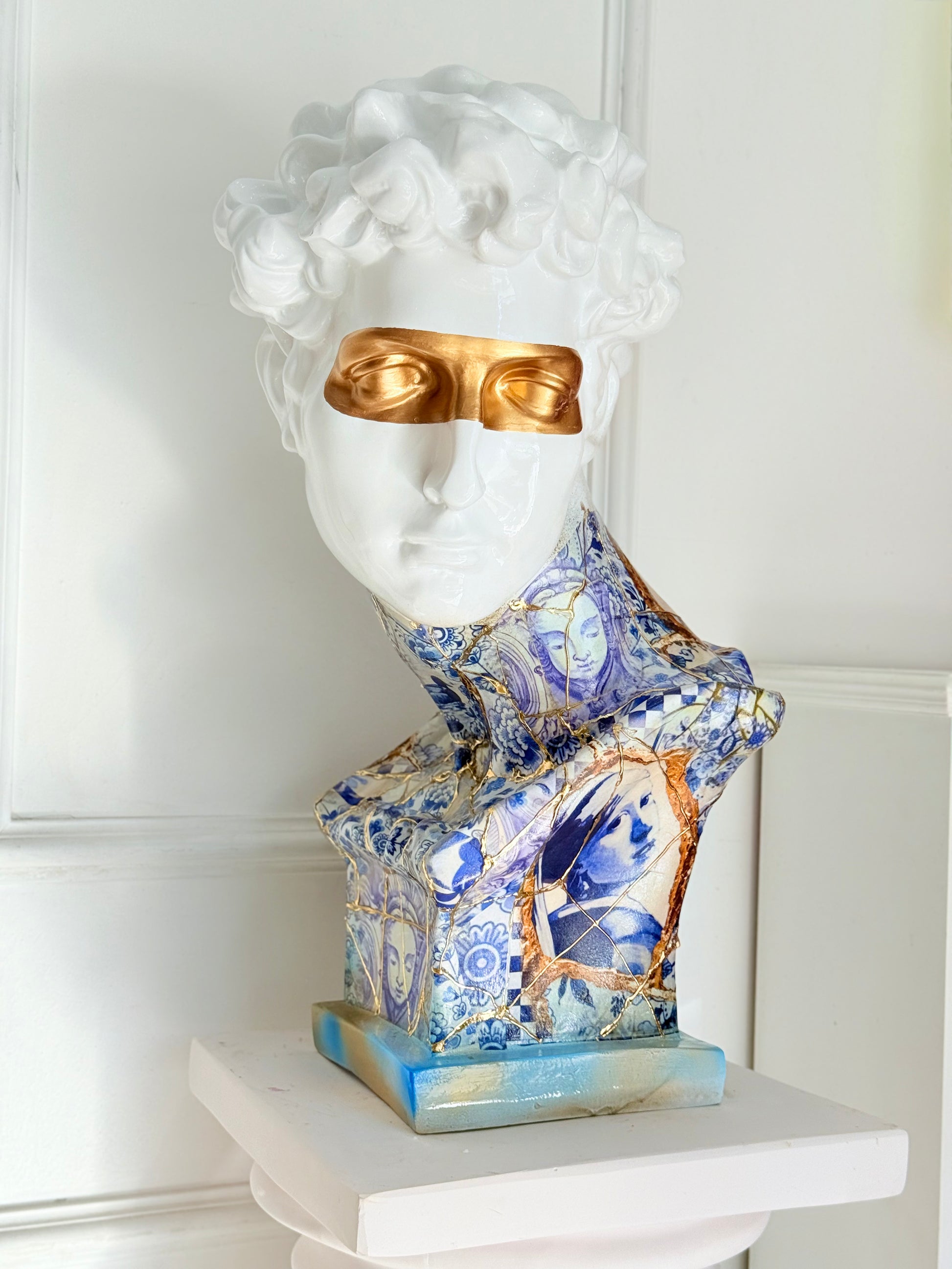 Altın Varak Göz Maskeli Kintsugi Giuliano De’ Medici Büstü