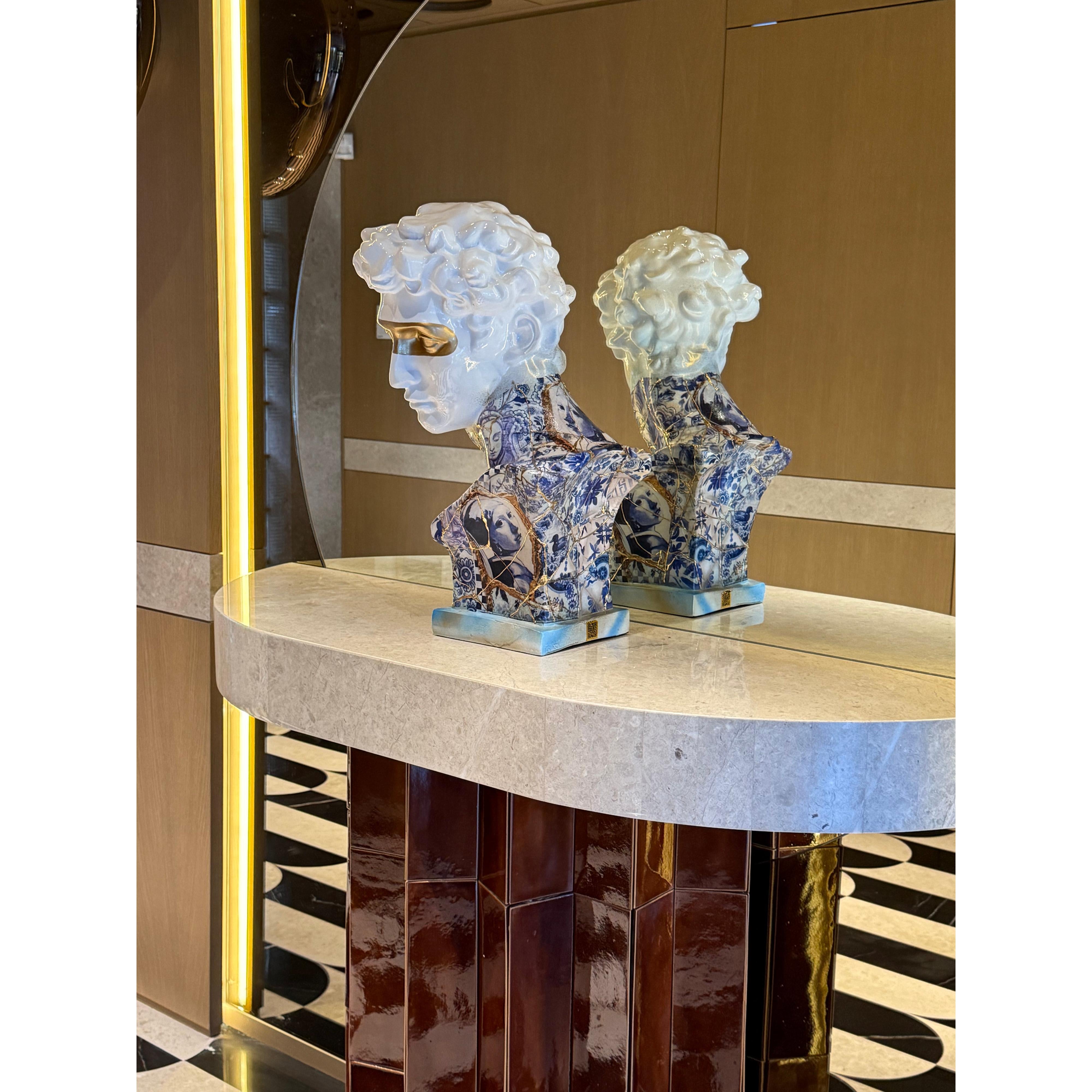 Altın Varak Göz Maskeli Kintsugi Giuliano De’ Medici Büstü