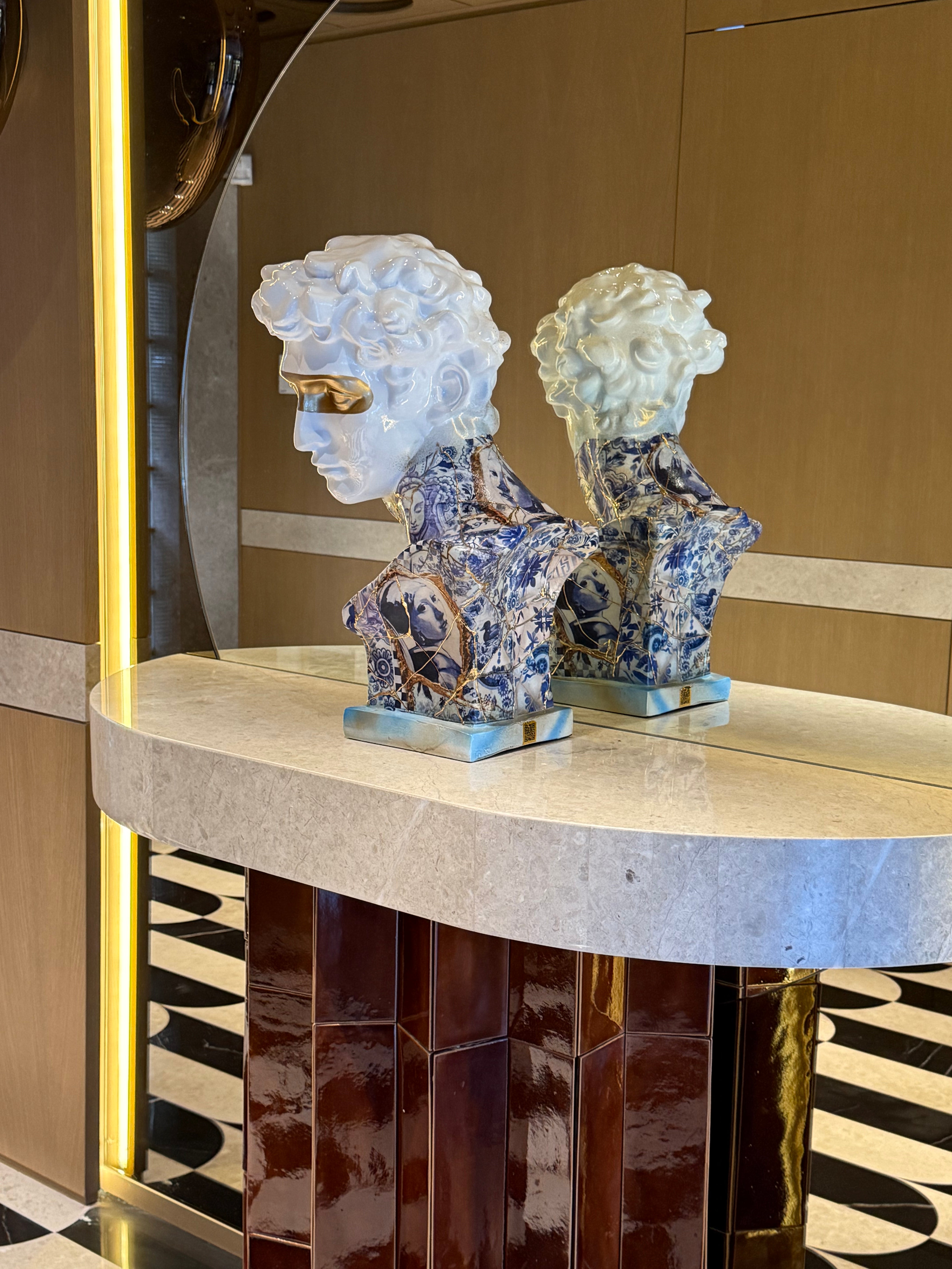 Altın Varak Göz Maskeli Kintsugi Giuliano De’ Medici Büstü
