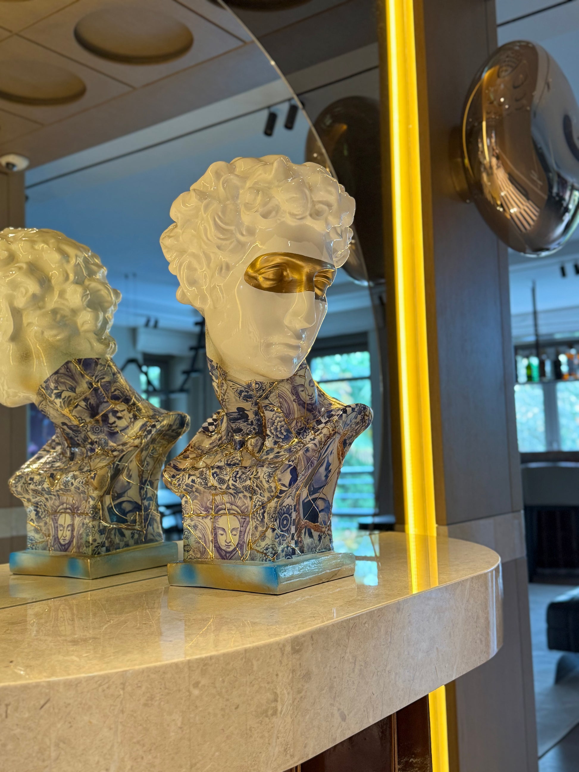 Altın Varak Göz Maskeli Kintsugi Giuliano De’ Medici Büstü