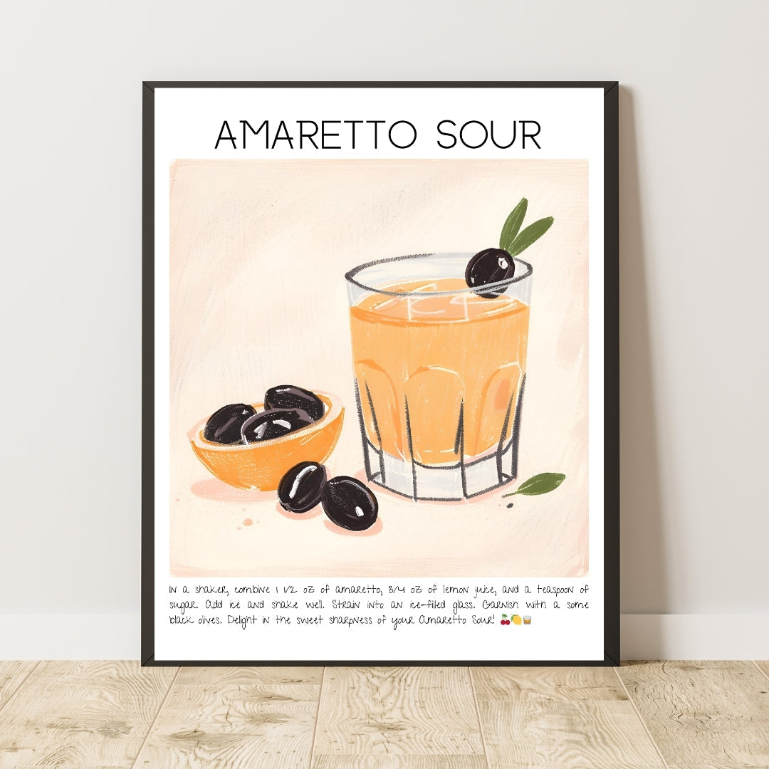 Amaretto Sour Cocktail Art Print Tasarım Poster-Tablo-Muff Atelier-21x30cm-NowShopFun