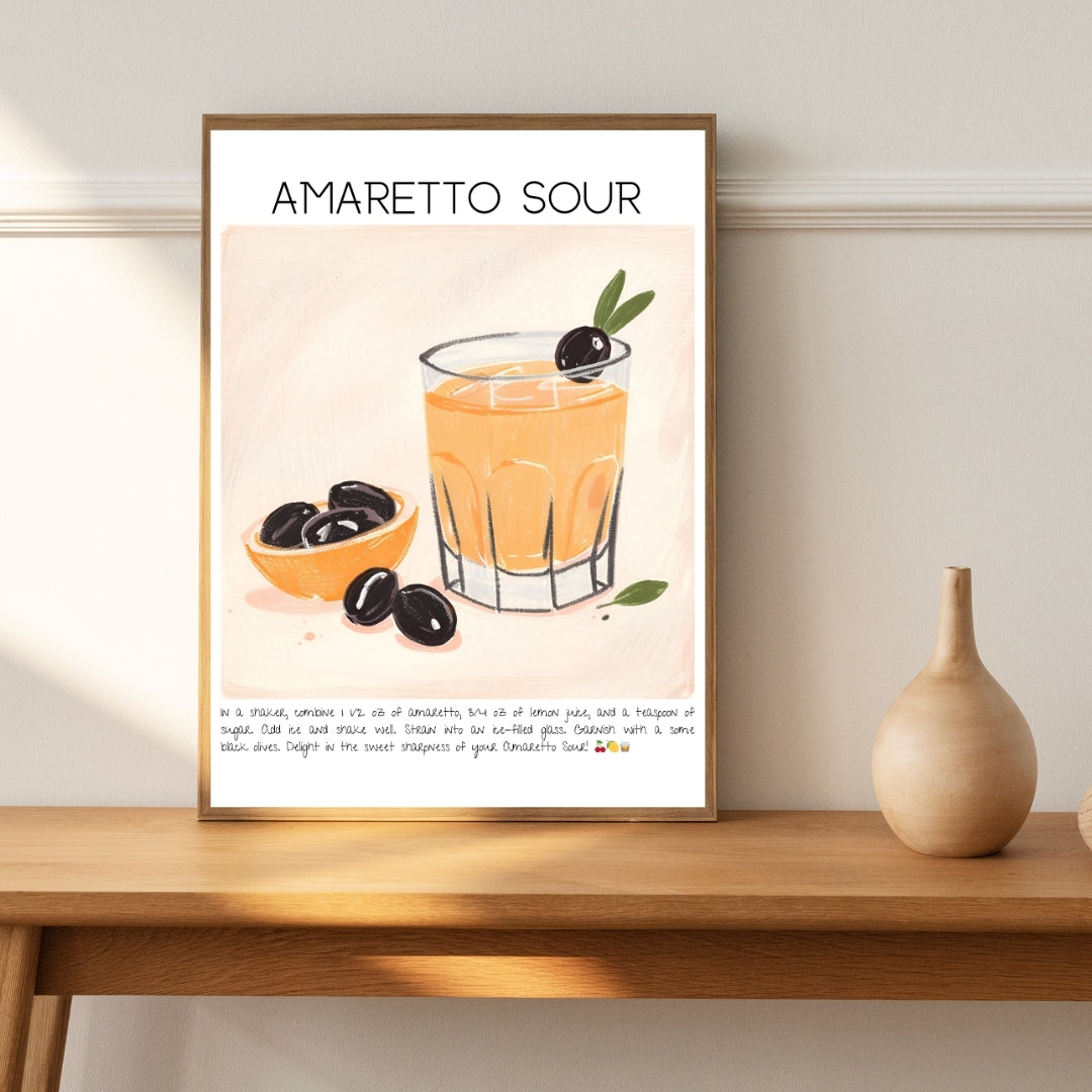 Amaretto Sour Cocktail Art Print Tasarım Poster-Tablo-Muff Atelier-21x30cm-NowShopFun