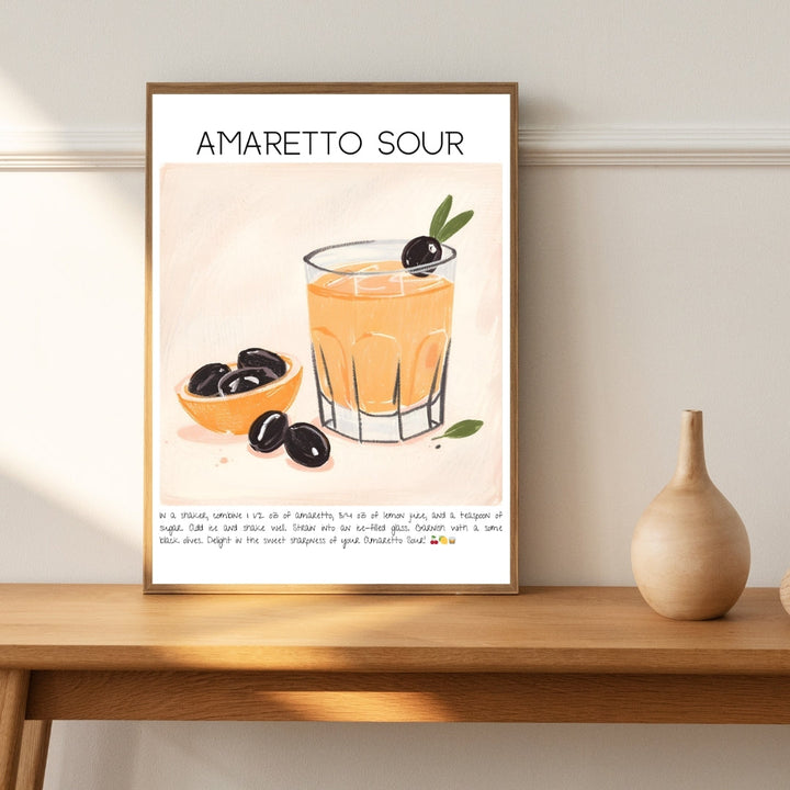 Amaretto Sour Cocktail Art Print Tasarım Poster-Tablo-Muff Atelier-21x30cm-NowShopFun