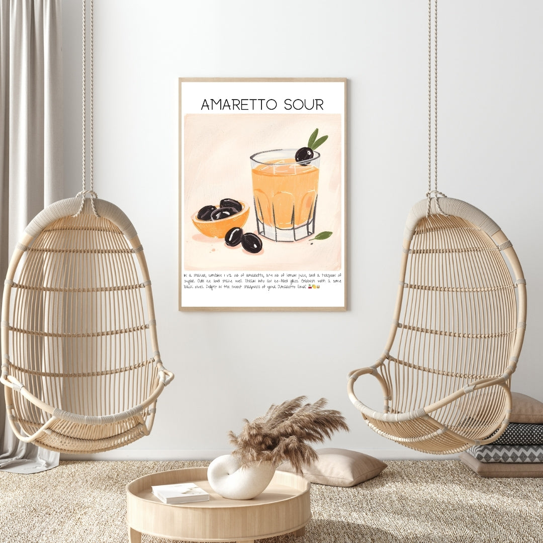 Amaretto Sour Cocktail Art Print Tasarım Poster-Tablo-Muff Atelier-21x30cm-NowShopFun