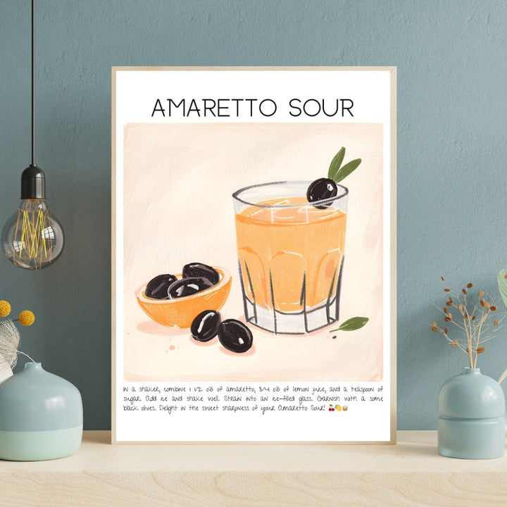 Amaretto Sour Cocktail Art Print Tasarım Poster-Tablo-Muff Atelier-21x30cm-NowShopFun