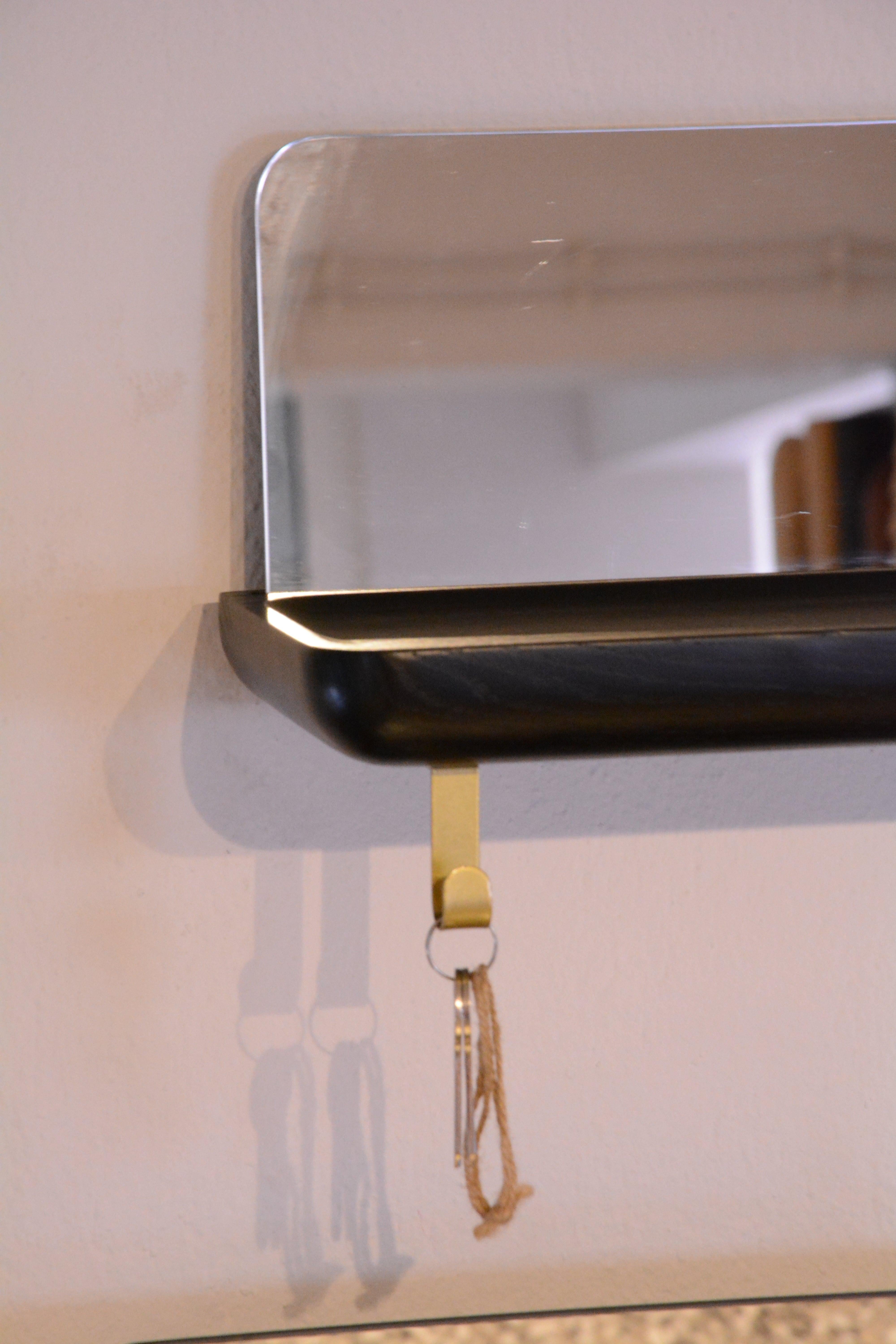 Aynalı Ahşap Uçan Raf