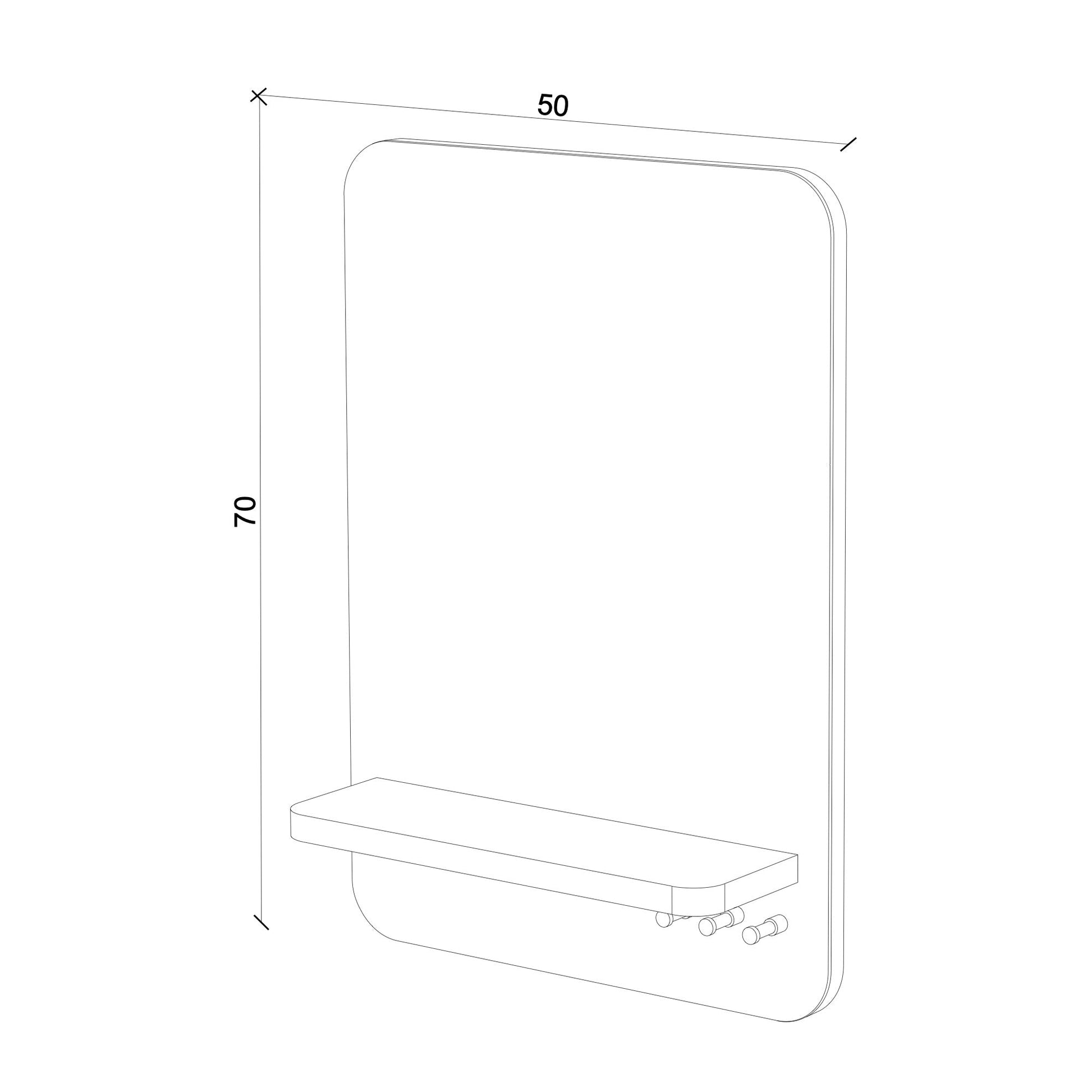 Raflı Ayna - Dikdörtgen