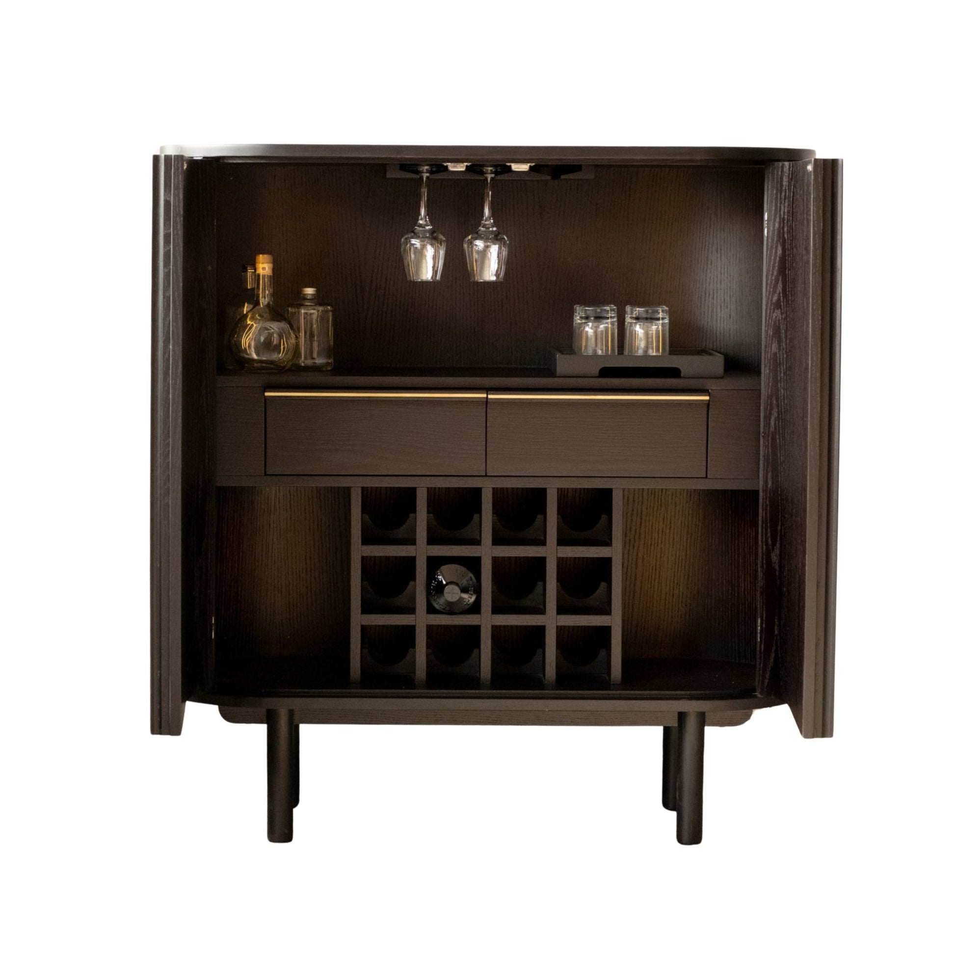 DOCIA Bar / İçki  /Kokteyl Dolabı, Meşe, Çıtalı - nowshopfun