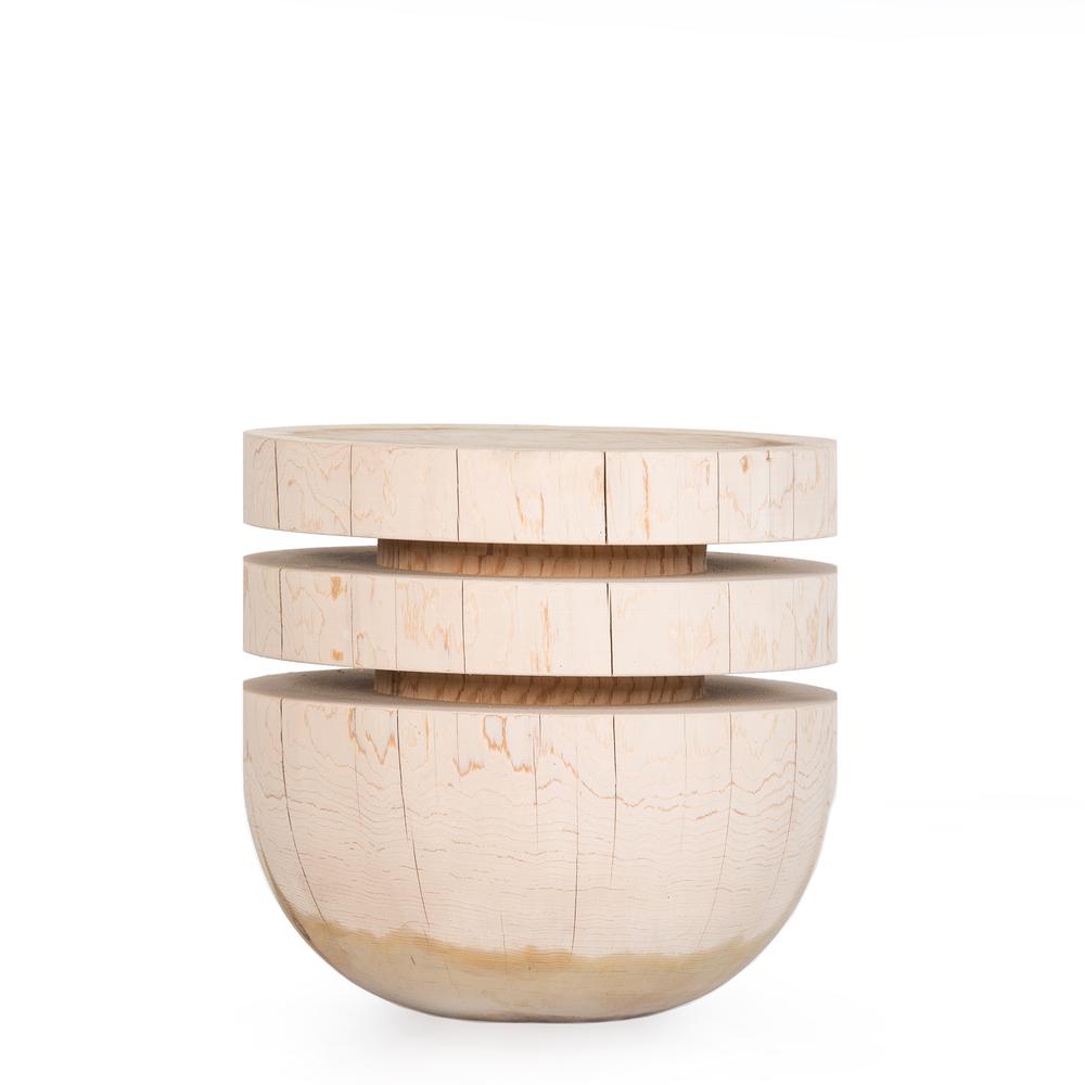 Bookworm Sehpa / Tabure Masif Sedir Yuvarlak Bej