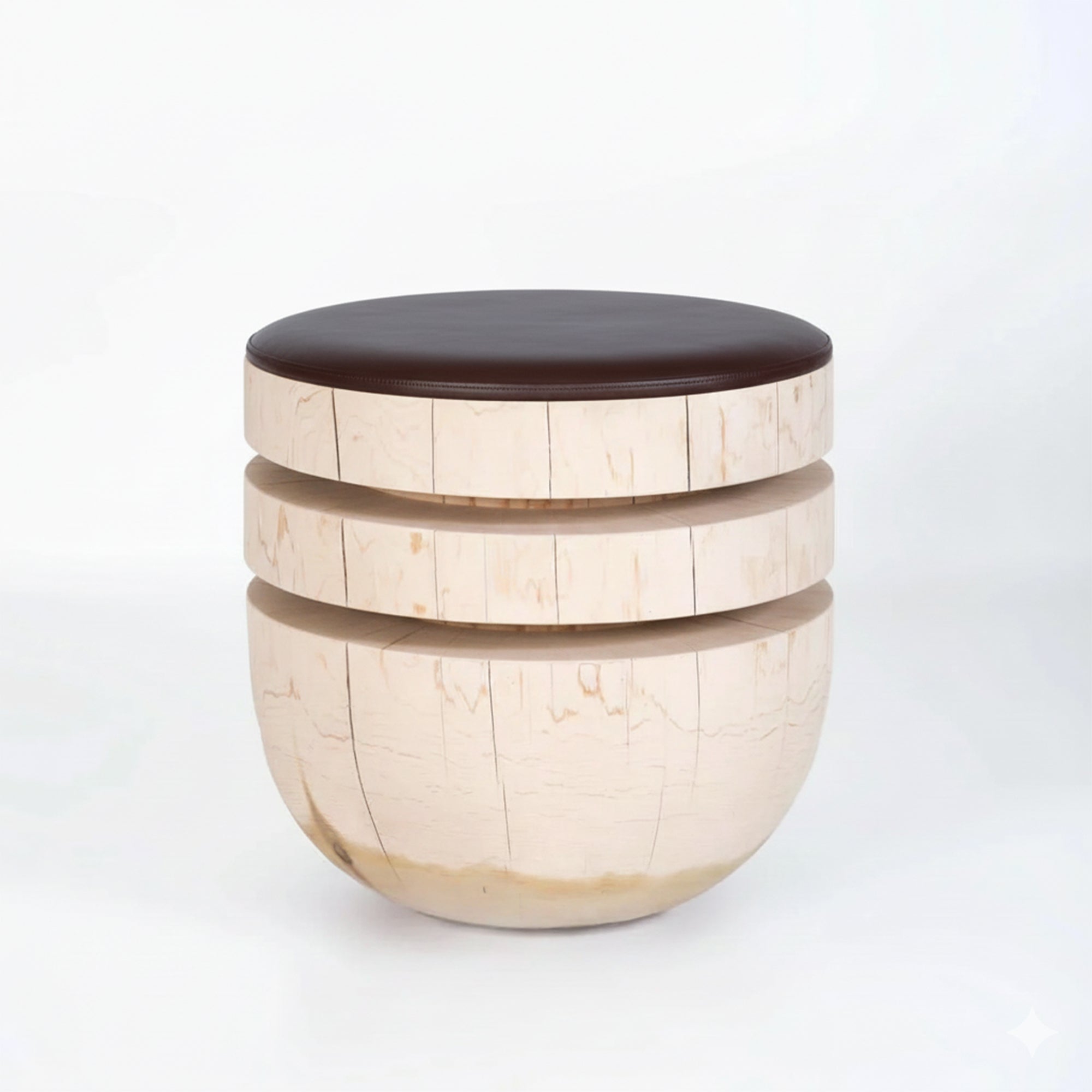 Bookworm Sehpa / Tabure Masif Sedir Yuvarlak Bej - nowshopfun