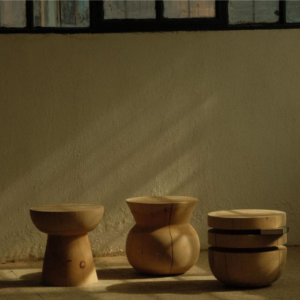 Buka Sehpa / Tabure Masif Sedir Blok Ağaç