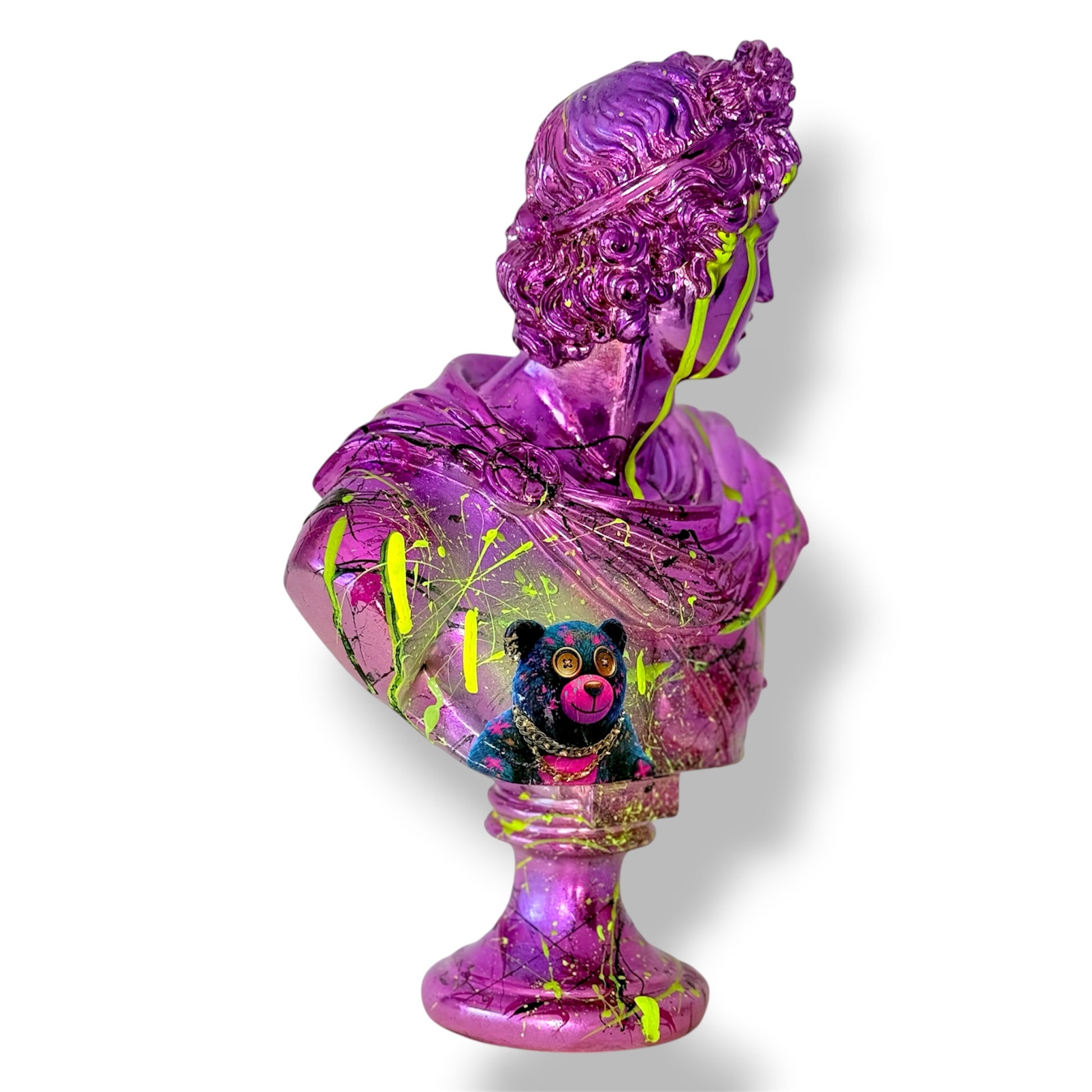 Apollo Heykeli – Mor Krom Pop Art Ayıcık Detaylı Tasarım