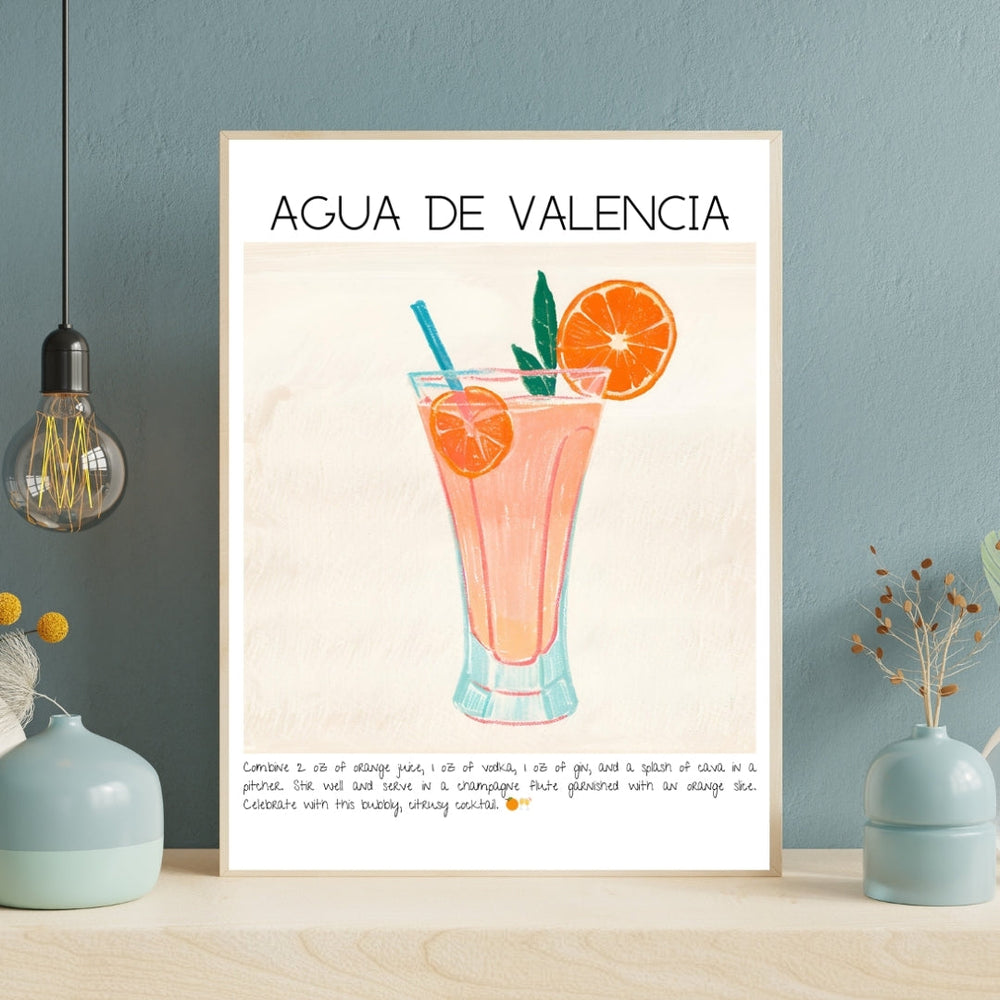 Aqua De Valencia Cocktail Art Print Tasarım Poster-Tablo-Muff Atelier-21x30cm-NowShopFun