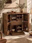 Arden Masif Ahşap Açılır Bar Dolabı